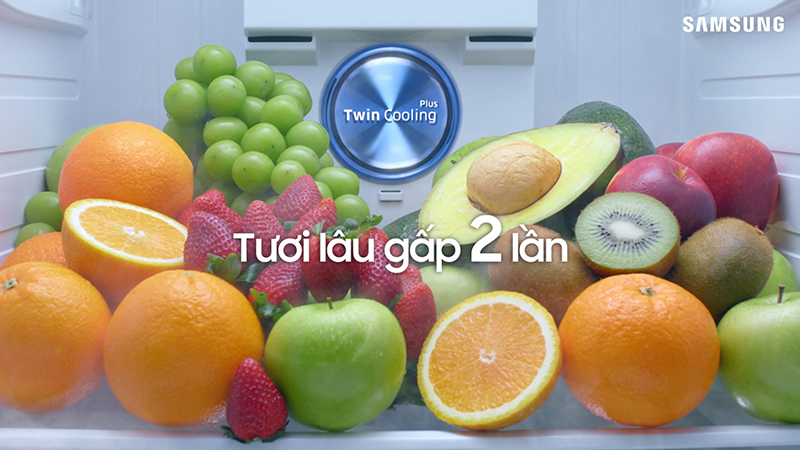 2 dàn lạnh độc lập Twin Cooling Plus giữ thực phẩm tươi ngon gấp 2 lần.
