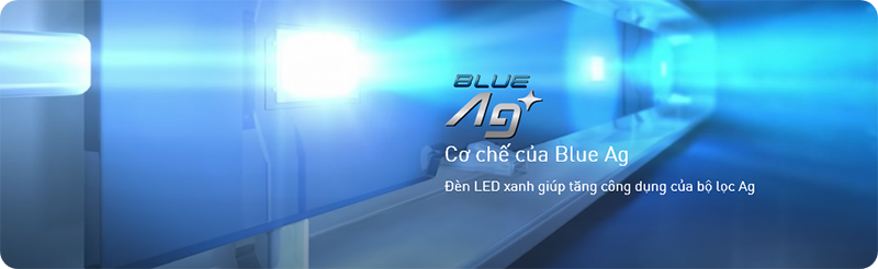 Công nghệ Blue Ag ức chế sự phát triển của vi khuẩn bằng các ion bạc và đèn LED xanh.