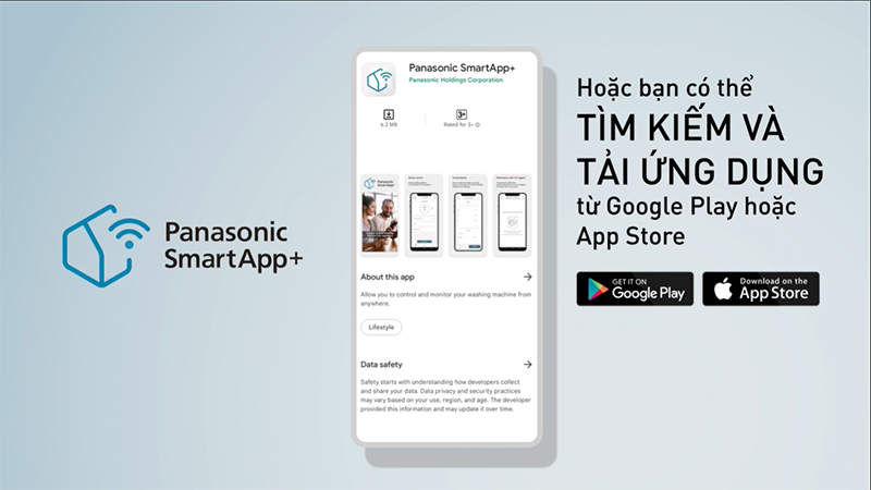 Tìm kiếm và tải ứng dụng Panasonic SmartApp+ từ Google Play hoặc App Store