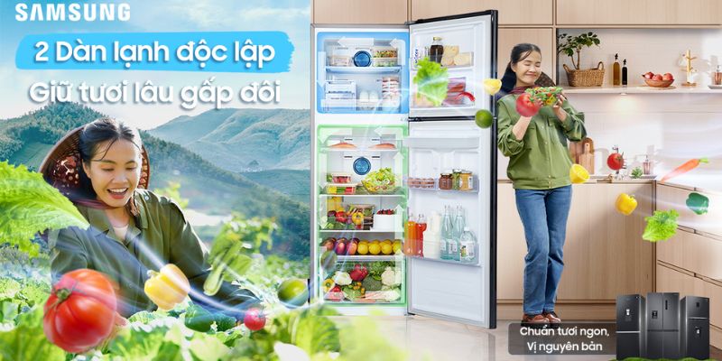 Tủ lạnh Samsung 2 Dàn lạnh đảm bảo rau, củ tươi ngon trọn vị