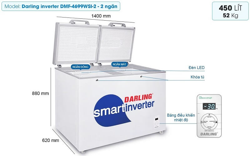 Tủ Đông Darling Inverter 450 Lít DMF-4699WSI-2