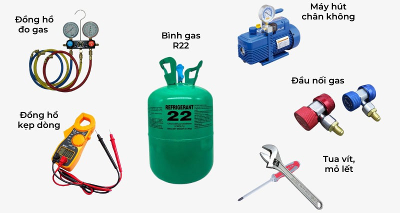 Những dụng cụ cần để nạp gas R22 cho máy lạnh