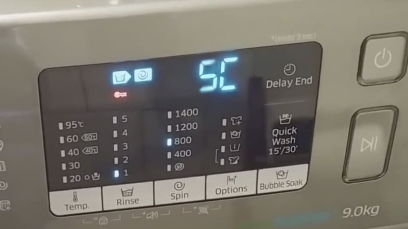 Lỗi 5C máy giặt Samsung hiện lên bảng điều khiển