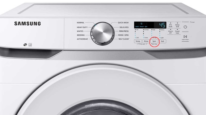 Nút “Spin” trên máy giặt Samsung