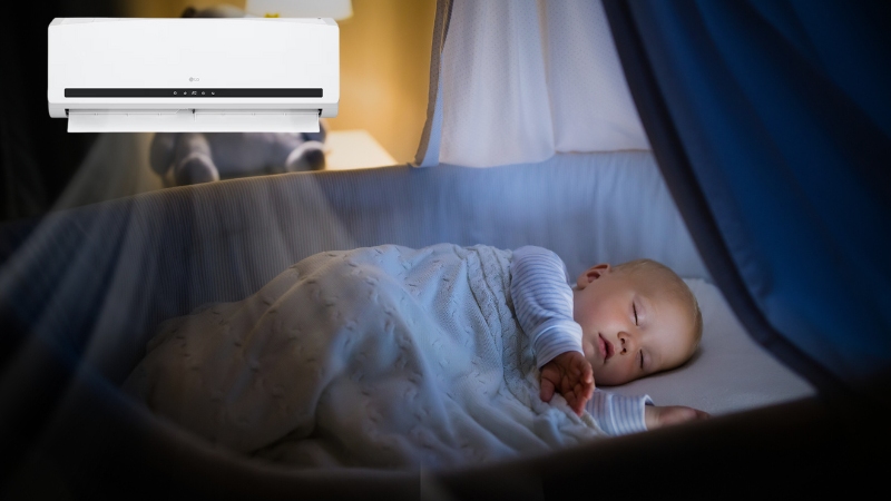 Trẻ sơ sinh vẫn có thể nằm máy lạnh nếu sử dụng đúng cách