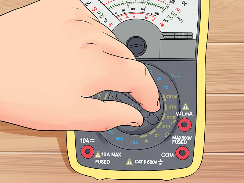Sử dụng đồng hồ thang đo để kiểm tra điện trở của timer