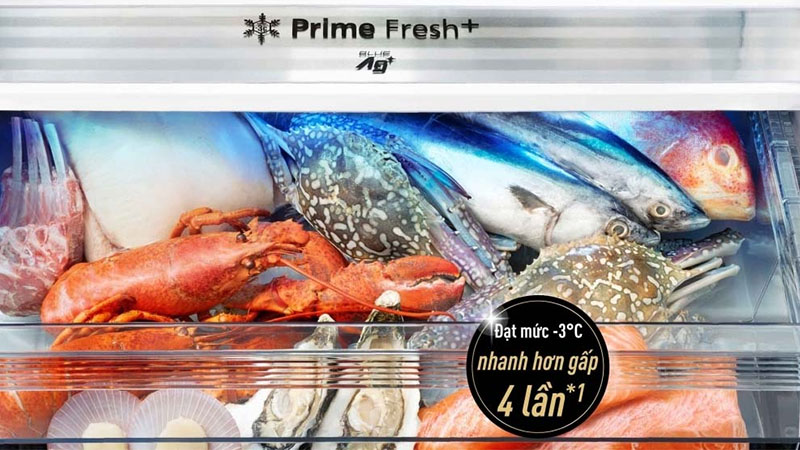 Ngăn đông mềm Prime Fresh+ giúp thực phẩm được bảo quản độ tươi ngon đến 7 ngày