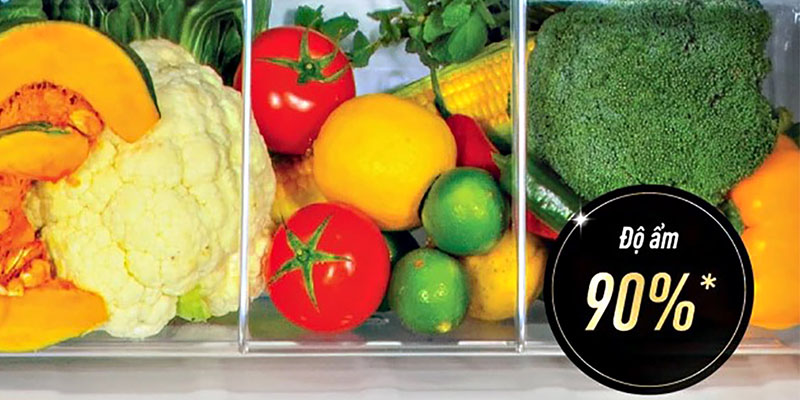 Ngăn rau quả của tủ lạnh có khả năng duy trì đến 90% độ ẩm