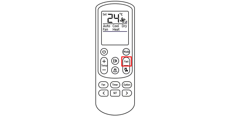 Nhấn trực tiếp vào nút Fast trên remote