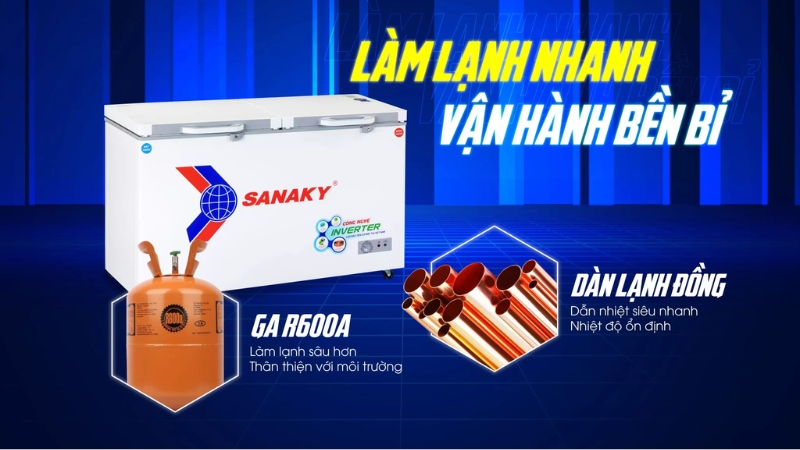 Tủ thường được trang bị dàn lạnh bằng đồng giúp làm lạnh nhanh và hiệu quả