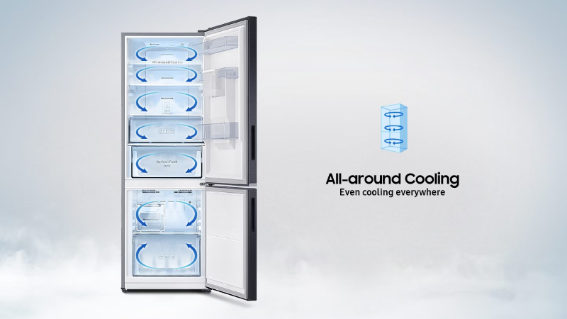 Công nghệ All Around Cooling hỗ trợ phân tán hơi lạnh đồng đều đến mọi vị trí