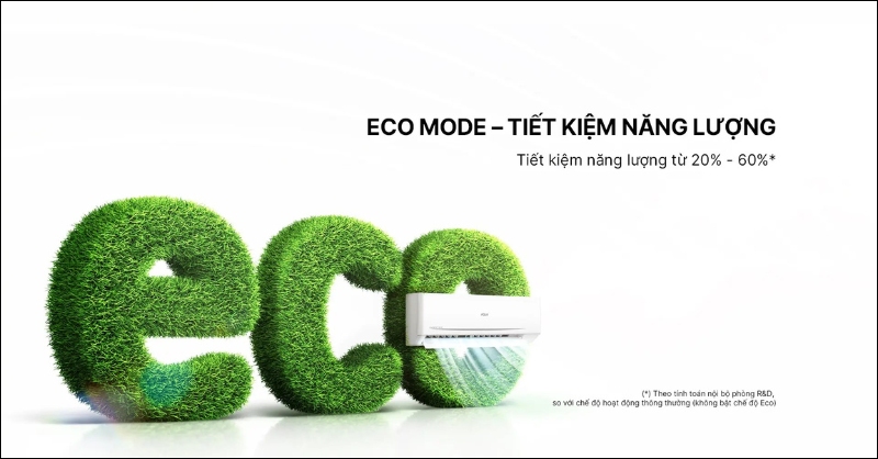 Chế độ Eco của máy lạnh Aqua giúp giảm tiêu thụ năng lượng so với chế độ thông thường