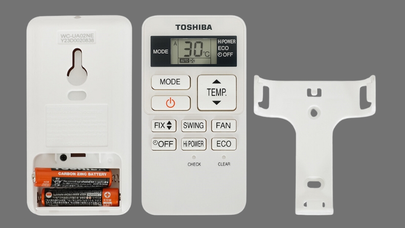 Vị trí thay pin trên remote máy lạnh Toshiba