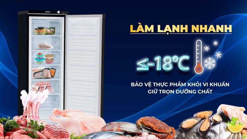 Tủ có khả năng làm lạnh nhanh, bảo quản thực phẩm tối ưu